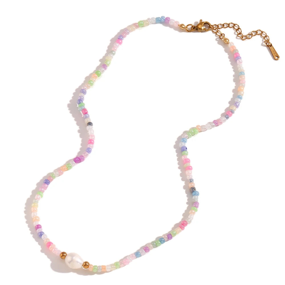 Colorful Choker Necklace Featuring Freshwater Pearls