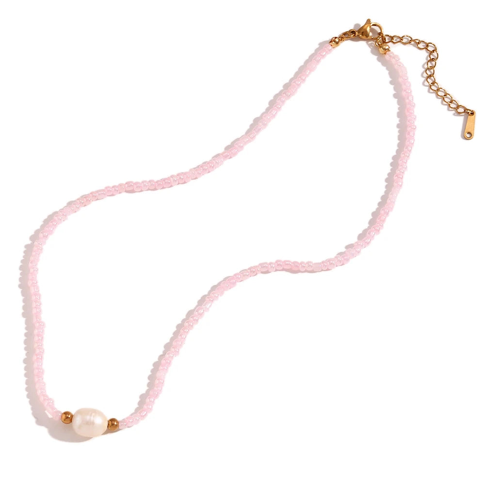 Colorful Choker Necklace Featuring Freshwater Pearls