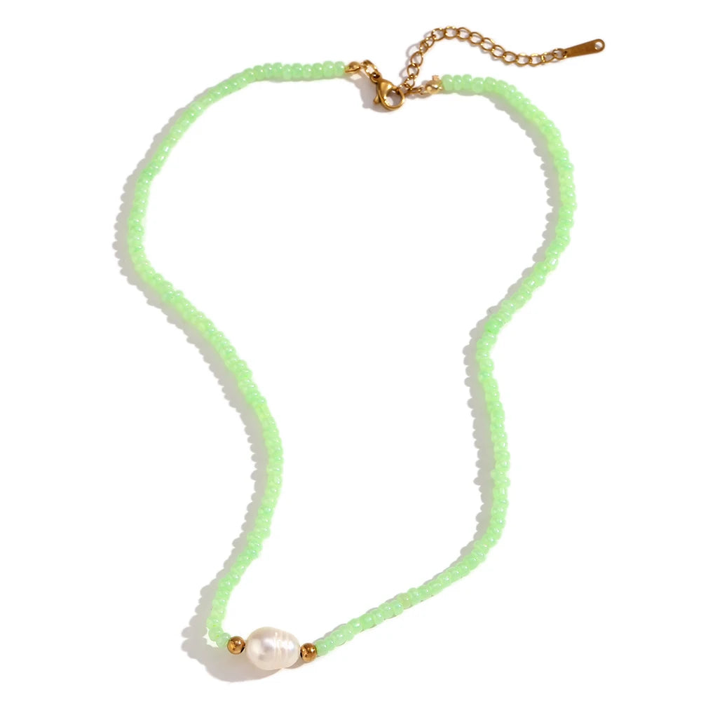 Colorful Choker Necklace Featuring Freshwater Pearls