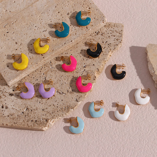 Stylish Irregular Enamel Stud Earrings