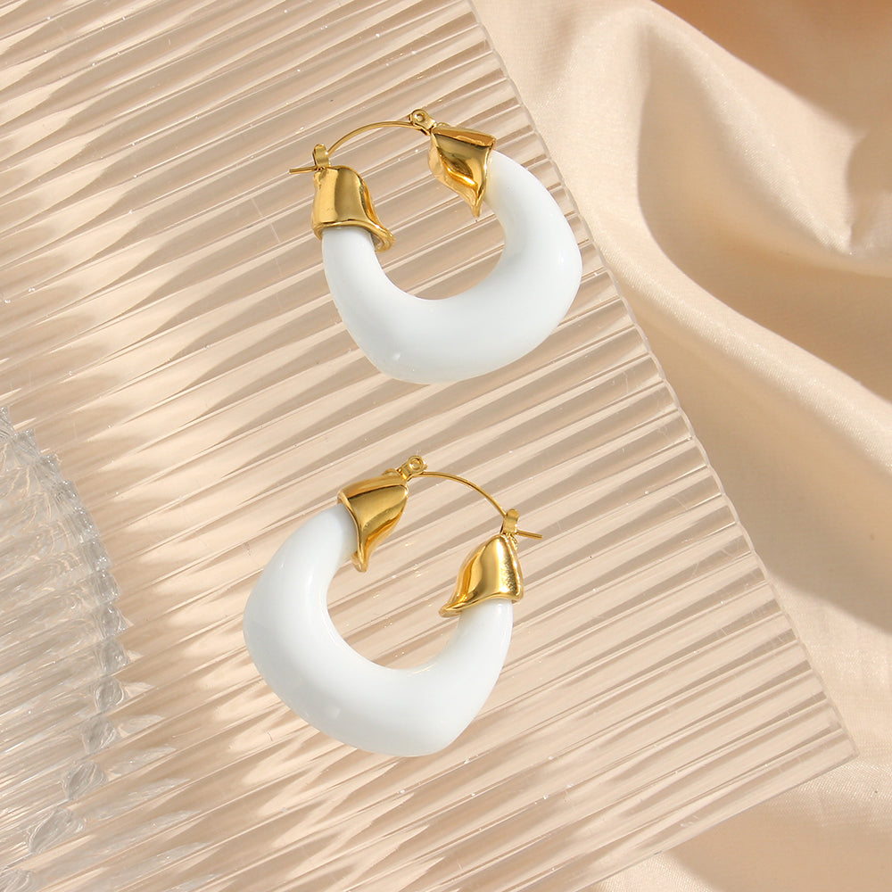 White acrylic hoop deals earrings